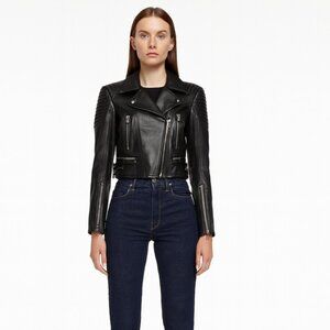Tom Ford moto black leather jacket size 44